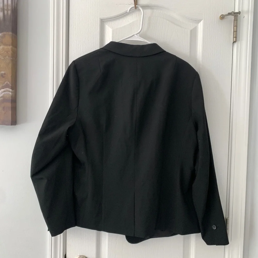 H&M Black Single Button Blazer Recycled Blend LivaEco Viscose Women Professional